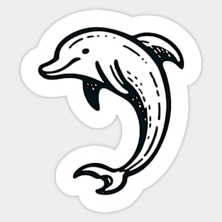 Stick Figure of a Dolphin in Black Ink Sticker